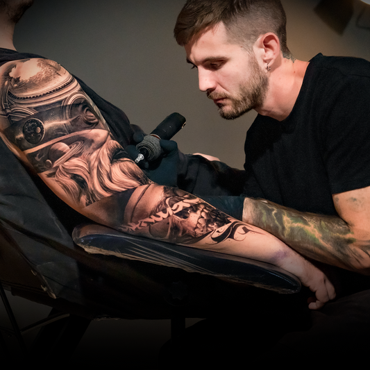 Realistic tattoo on a full arm in 3 days without damaging the skin